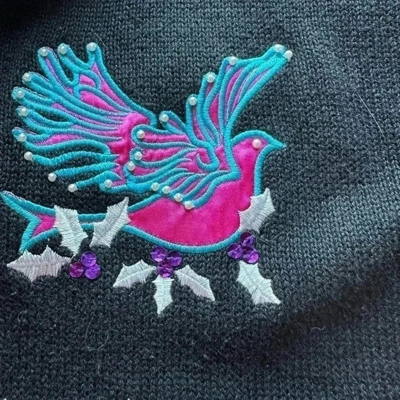 Merry & Bright Christmas Sweater Vest Womens 3X Black Embroidered Beaded - Picture 6 of 10